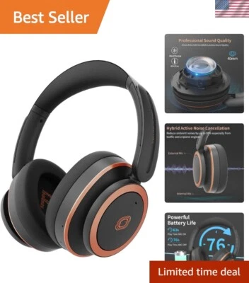 Wireless Over ear Headphones Bluetooth Active Noise Cancelling Headphones wit...