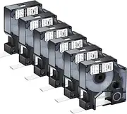 KCMYTONER 6PK Compatible for DYMO 18055 Industrial Heat Shrink Tube Labels 1/2" 12mm Used in Rhino 4200, 5200, 3000, 5000, 6000 Label Maker (Black on White, 1/2'' x 4.9')