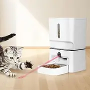 PaWz 2-in-1 Automatic Pet Feeder with Laser, WiFi Camera Smart Dog Cat Timed Feeding with App Control Voice Recorder, 7L Auto Food Dispenser 1-15 Meals/Day, Auto Pet Feeder for Cats Dogs