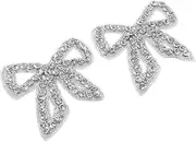 CATIEBYE 2pcs Rhinestone Bow Patches for Clothing Sparkling Bow Applique for DIY Craft Projects for Bridal Wedding Dress Decor and Fashion Accessories