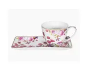 Elegant Kitchen Breakfast Tea Cup and Plate Set Rose and Tulip