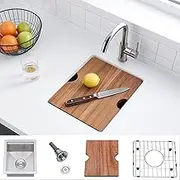 13x15 Inch Stainless Steel Small Bar Sink Undermount, RV Sinks Workstation 16 Gauge Ledge RV Kitchen Single Bowl Kitchen Wet Bar Prep Sink with Accessories