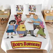 a1422 Bob\'s Burgers Duvet Cover Set, 3 Piece Bedding Set 86x70" Double Sided Printing Decorative Comforter Cover Set (1 Duvet Cover + 2 Pillow Shams)