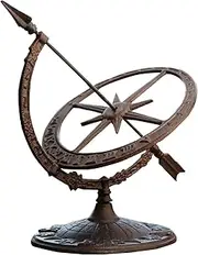 、Cast Iron Garden Sundial Wind Armillary Compass Clock Numerals Ornaments Cast Iron Crafts Retro Office Decorations