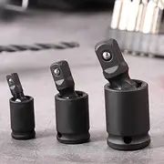 DJAPWPX-3Pcs Universal Joint Swivel Socket Adapter Set, 1/4 Inch 3/8 Inch 1/2 Inch Drive Flexible Socket Swivel Set, 360° Rotating Socket Adapter, U Joint Wobble Socket Adapter for Tight Space