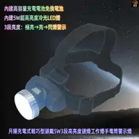 在飛比找PChome24h購物優惠-月陽充電式輕巧型頭戴5W3段高亮度頭燈工作燈手電筒警示燈(L