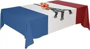 France Flag Tablecloth - French Theme Tablecloth | Reusable Kitchen Table Clothes with a Thick Fabric, Polyester and Gabardine French National Table Decorations for