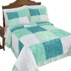 Patchwork Textured Chenille Fringe Trim Bedspread