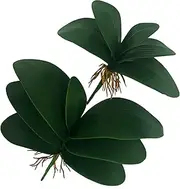 ZooeyRoose Artificial Phalaenopsis Leaves Simulation Faux Moth Orchids Leaves Real Latex Touch Cymbidium Stems Green Plant for Home Outdoor and Indoor Flowers Arrangement Garden Pot Decoration 2 pcs