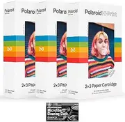 Polaroid Hi-Print Paper - Triple Pack of 2x3 Paper Cartridge (60 Sheets) - with MicroFiber Cleaning Cloth