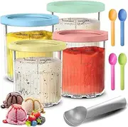 [Afenau] Ice Cream Containers with Lids Spoon, 4 Pack 24oz Creami Deluxe Tubs for Ninja Ice Cream Maker NC500 NC501 Series