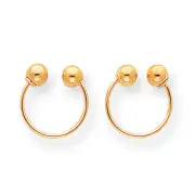 14K Yellow Gold Hollow Bead Open Hoop Earrings Screw Back Madi K Kid's Jewelry