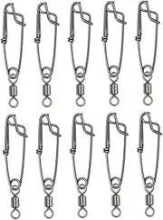 10Pcs Fishing Swivel Snap Connectors Durable Fishing Hook Connector Tool for Outdoor Fishing Rods Flexible Rotation Rings for Various Fishing Methods