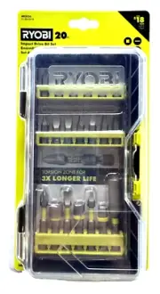 RYOBI AR2036 Impact Drill Drive Bit Set 20 Piece Bits Magnetic Bit Holder & Case