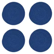 4x Annabel Trends Rope Trivet Table Mat Protector Pad Round 20cm Large Navy