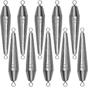Magnoloran 10PCS Fishing Weights, Inline Trolling Bullet Sinkers Double Ring Torpedo Fishing Weights Lead Drop Shot Fishing Weight Sinkers - 3/4oz(20g)