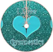 I Love Gymnastics Christmas Tree Skirt, Linen Christmas Tree Dress For Holiday Party Decor Home Indoor Decorations