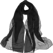 [Eohak] Women Lightweight Chiffon Scarf Lightweight Solid Color Shawl Wrap for Spring Summer Season, Black, One Size