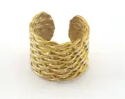 Plait Ring Textured Adjustable Ring Raw brass (19mm 9US inner size) 3297