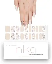 NKA Semi Cured Gel Nail Wraps, 20 Strips, UV LED Lamp Curing, Neutral Bloom