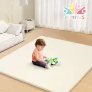 Playpals Kids Play Mat Baby Crawling Soft Leather Cover Plush Foam Padding Beige