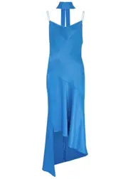 Alice + Olivia Harmony Asymmetric Satin Midi Dress - Blue - 2 (UK6 / XS) 2 (UK6 / XS)