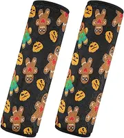 Car Seat Belt Pads Covers 2 Pack Soft Car Seatbelt Shoulder Cover Child Safety Seat Shoulder Strap Cover Car Accessories for Adults and Kids M Halloween Scarecrow Gingerbread