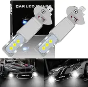 HOCOLO 2x L2 H1 6000K LED Fog Light Bulbs Set, 6000LM 6-2525-SMD Ceramic Lamp Beads, Plug and Play Fog Lamps Replace Bulb for Cars Vehicle ATV/UTV OFF ROAD LIGHT (White, H1)