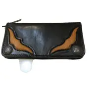 Genuine 100% Leather Crocodile Skin Bi Fold Wallet 92.5% Sterling Silver Concho