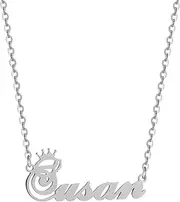 [SKQIR] Custom Silver Name Necklace Personalized for Women, Customized Chains Name Pendants Necklaces Personalized Name Necklace with Crown for Women Girl Gift