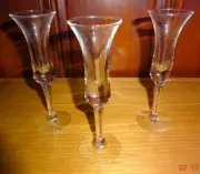 Set of 3 - Flared Cordial, Flute, Tulip Glasses Stemware, 6", New