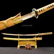 Japanese Katana High Manganese Steel Gold Blade SHINOGI ZUKURI Sword Full Tang.