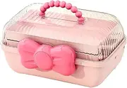 [BROLEO] Kids Hair Clip Storage Box, Large Capacity Girls Desk Receiving Box Clear Cover Multi Grids for Toys (Pink)