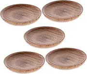 BESTOYARD 5pcs Round Wooden Dishes Soy Sauce Dipping Bowls Multi Functional Condiment Plates for Sushi Appetizers Compact for Easy Cleaning for Restaurants Catering