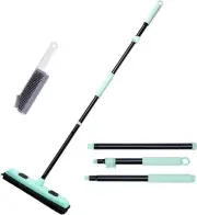 DALIPER Rubber Broom Pet Hair Remover with Squeegee, 52.3 Inches Long Handle Fur