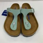 Birkenstock New w/ Box Gizeh Faded Aqua Nubuck Soft Footed Regular - Select Size