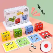 Cube Face Change Building Blocks Board Game Wood Puzzle Montessori Expression Wo