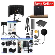Versatile Microphone Kit with Pop Filter, Sound Shield & Adjustable Tripod Stand