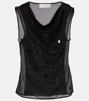[Xu Zhi] Xu Zhi Beaded mesh top AU 10 black