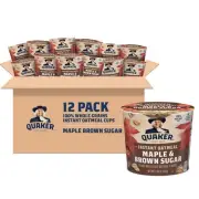Quaker Instant Oatmeal Express Cups, Maple & Brown Sugar, 12 Count