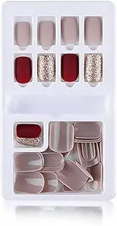 1 Set Glue on Nails Medium Length Toe Files Matte Stick Solid Color Wraps Art Decals Artificial Beauty Tool Manicure Kit, Type8, F635