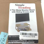 Simple Trending 2 Tier Gold Metal Monitor Stand With Sliding Drawer