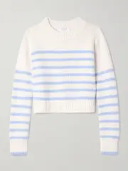 [La Ligne] La Ligne - Mini Marin Striped Wool And Cashmere-blend Sweater - Light blue - medium medium Blue