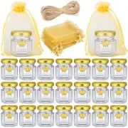 100 Set 1.5 oz Mini Hexagon Glass Honey Jars Small Honey Jars with Bee