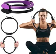 Syhood 2 Pcs Pilates Ring 14.96 Inch Pilates Circle Lightweight Workout Rings Flexible Pilates Equipment for Fitness Home Workouts Resistance Exercise Toning Thighs Arms Legs Core, Black, Purple