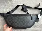 Coach Signature Canvas Leather F78777 Warren Belt Bag Charcoal/Black Outlet New