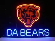 Chicago Bears Da Bears 20"x16" Neon Sign Bar Lamp Beer Light Wall Garage Show
