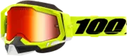 100% Racecraft 2 Snow Goggles MOTOCROSS Fluo Yellow - Red Mirror Lens