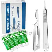100 Scalpel Blades #15C + Scalpel Handle #3 Surgical Dental ENT Instruments