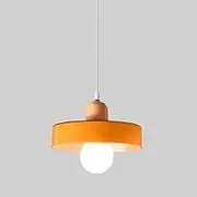 TONFON Retro Industrial Chandelier Wooden Pendant Light with Glass Shade, E27 Lighting Hanging Light Nordic Minimalist Ceiling Light Fixture for Kitchen Island Living Room Bedroom Bedside(Orange)